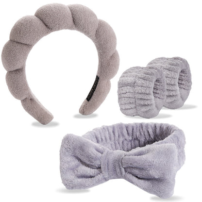 Four-piece set of face washing headbands and hair hoops
