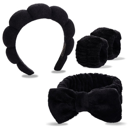 Four-piece set of face washing headbands and hair hoops