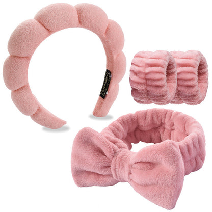 Four-piece set of face washing headbands and hair hoops