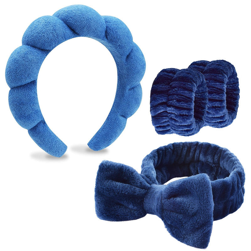 Four-piece set of face washing headbands and hair hoops