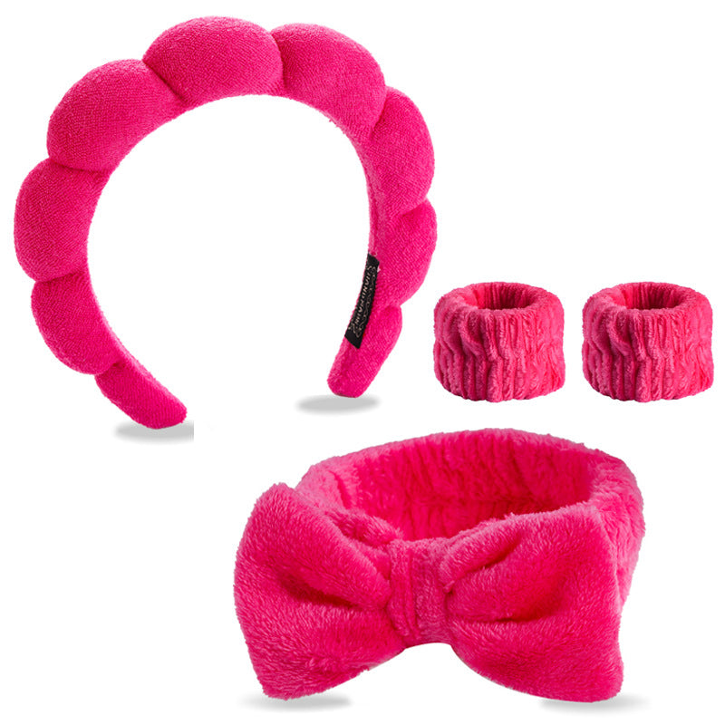 Four-piece set of face washing headbands and hair hoops