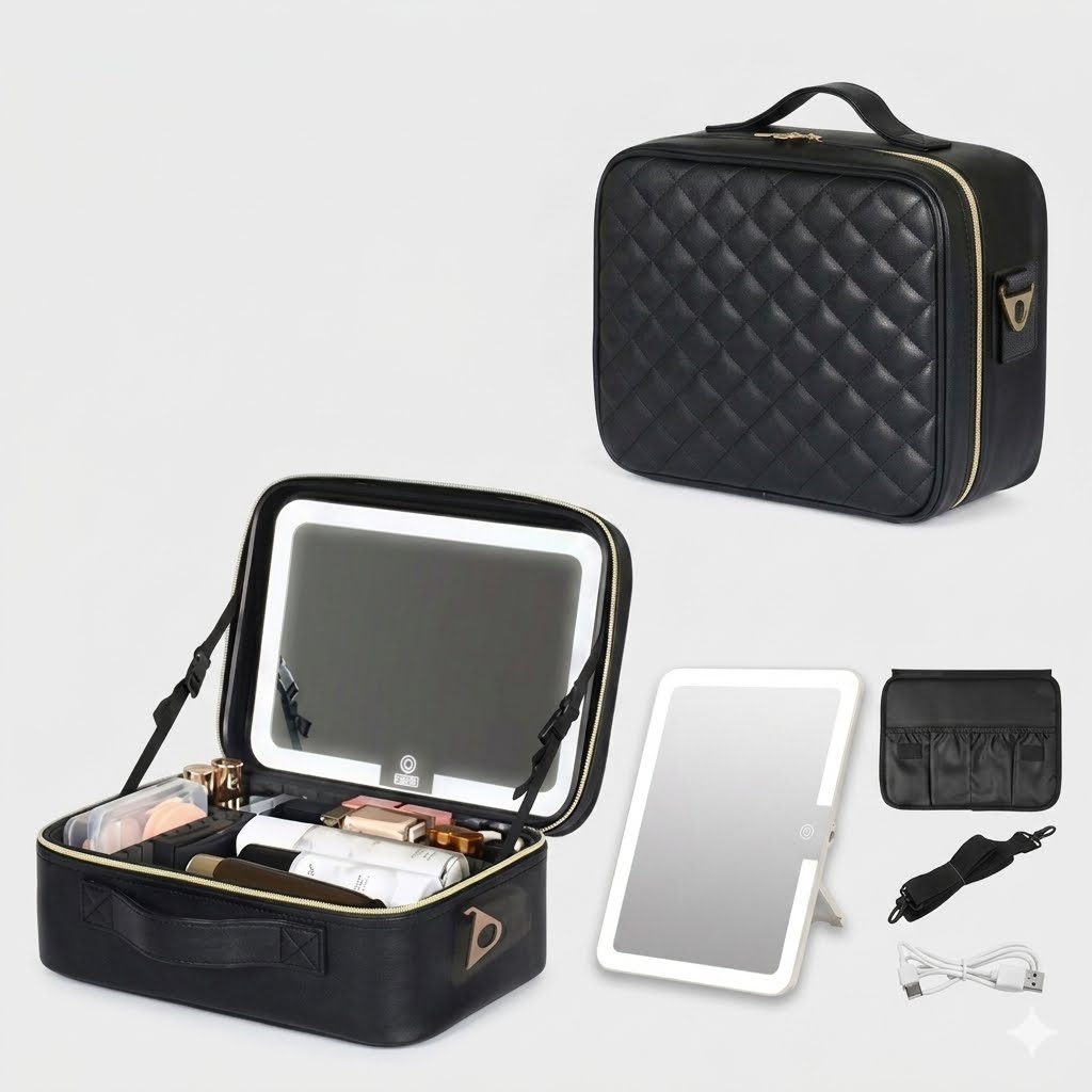 Vylorah™ Premium Travel Makeup Case (With Detachable LED Mirror)