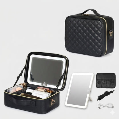 Vylorah™ Premium Travel Makeup Case (With Detachable LED Mirror)