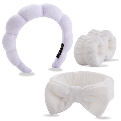 Four-piece set of face washing headbands and hair hoops